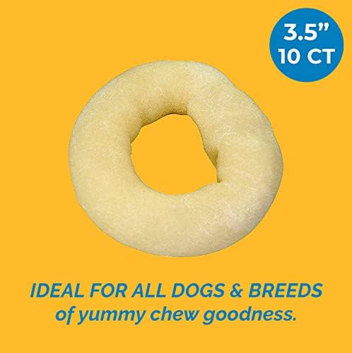 123 Treats Beefhide Dog Doughnut Chews – Rawhide Donuts for Dogs – 3.5 Inch Circle – Promotes Dental Health – Long-Lasting Chew – 10 Count