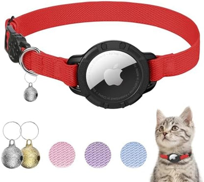 AirTag Cat Collars, Stretchy Collar with AirTag Holder and Bell