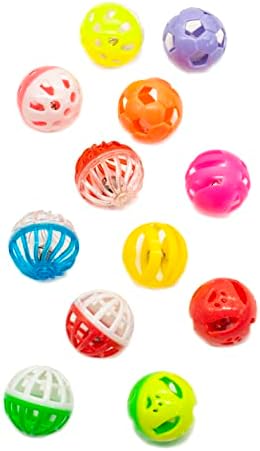 Fashion's Talk 12PCS Value Pack Plastic Ball Cat Toys Lattice Balls with Bell Jingle Kitten Toy,Gift Box 1.5" 6 Styles