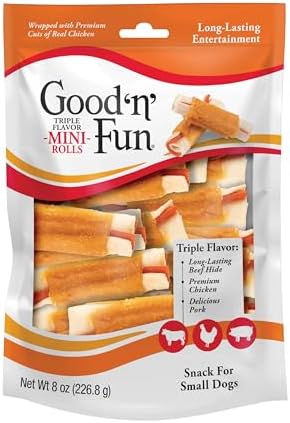 GOOD 'N' FUN Mini Roll Long-Lasting Dog Treat for Small Dogs, 8 oz