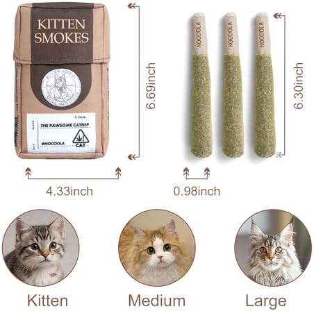 Nocciola 3 Pack Catnip Toys for Cats, Funny Cat Toys Filled with 100% Pure Organic Catnip, Safe Kitten Teething Chew and Kicker Toys, Stress Relieving Fun for Indoor Cats, Brown