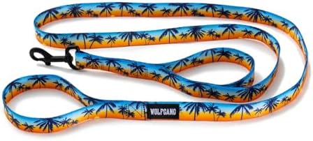 Wolfgang Heavy Duty Dog Leash, Pull-Tested to Over 800 lbs for Walking & Training, SunsetPalms Print, Dual-Handle Large