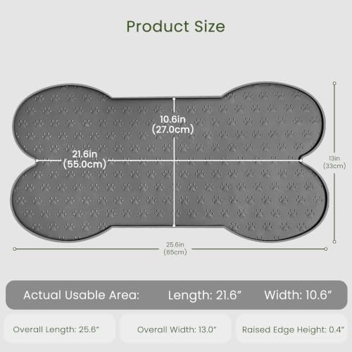 PWTAA Dog Food Mat Anti-Slip Silicone Dog Bowl Mat Thicker Pet Placemat Waterproof Cat Feeder Pad with Raised Edge Puppy Kitten Feeding Mats Suitable Small Medium-Sized Dogs Cats Eating Tray - 2PCS