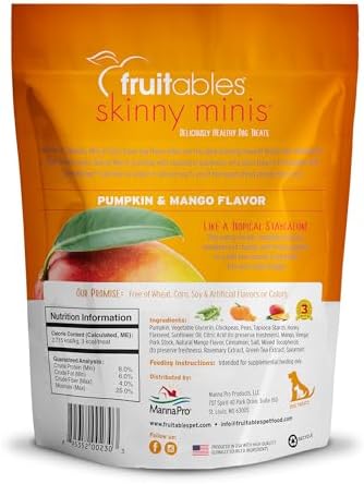 Fruitables Dog Treats, Pumpkin Mango, 5 Ounces | Pack of 2 | Low Calorie | Training Treats | Grain Free
