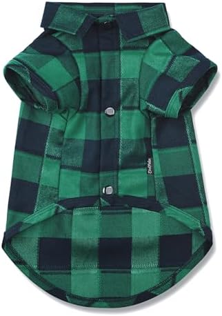 Dog Plaid Shirt for Medium & Large Dogs Gird Tee Snap Clothes Green#1-3XL