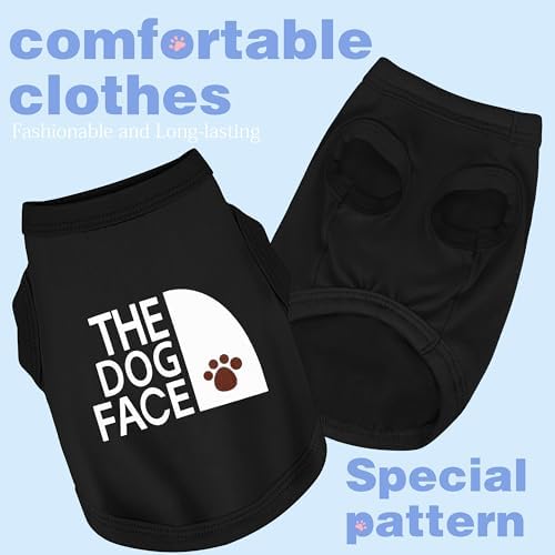 Personality Canine Attire: Soft, Lightweight Cotton Dog Clothes with 'The Dog Face' Print. Small and Medium Breeds, Perfect for Everyday Wear, Comfortable and Breathable Dog Shirt Grey L