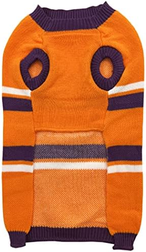 NCAA Clemson Tigers Dog Sweater, Size Large. Warm and Cozy Knit Pet Sweater with NCAA Team Logo, Best Puppy Sweater for Large and Small Dogs