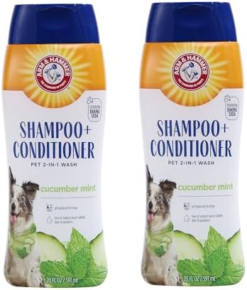 Arm & Hammer 2-in-1 Dog Shampoo and Conditioner, Cucumber Mint, 20 Oz, 2-Pk