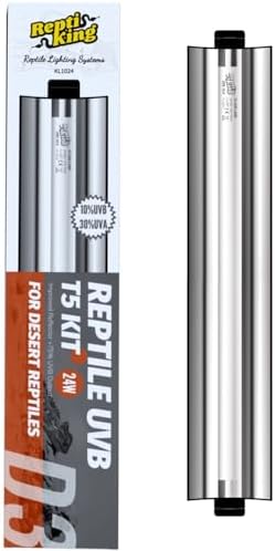 UVB Reptile Light, 24W T5 Light Fixture and 10.0 UVB Tube Kit, for Desert-Dwelling Reptiles, Bearded Dragon UVB Light