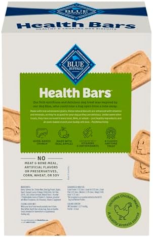 Blue Buffalo Health Bars Crunchy Dog Biscuits, Oven-Baked with Natural Ingredients, Apples & Yogurt, 3.5-lbs Box (Pack of 3)