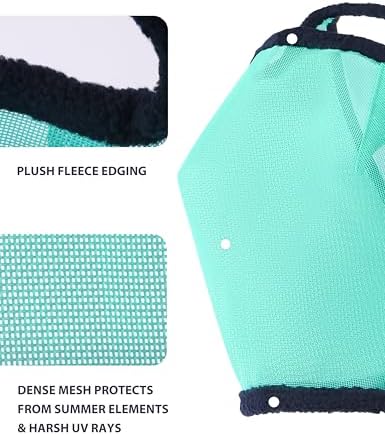 Harrison Howard All Round Mesh Horse Fly Mask UV Protective with Fleece Padded Edging Mint S