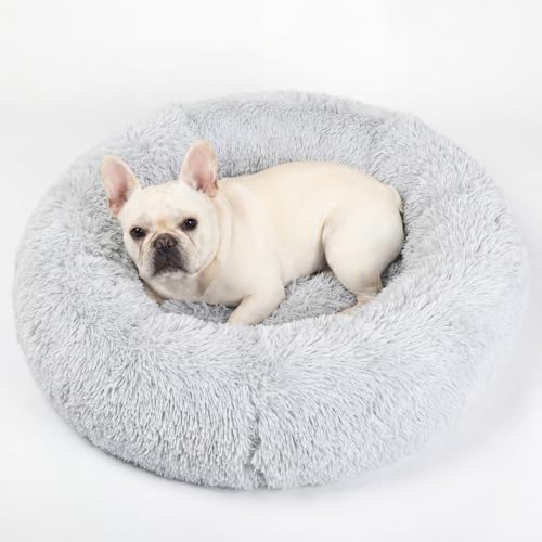 nononfish Plush Donut Dog Bed for Small Dogs,Cozy Round Pet Bed
