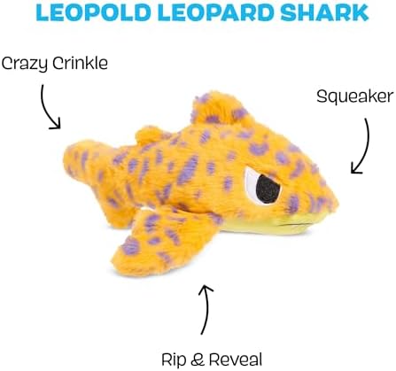 BarkBox Leopold Leopard Shark Dog Toy - Toy for Medium and Large Dogs