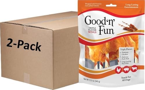 Good 'n' Fun Wings Long-Lasting Dog Treat with Real Protein, 12 oz (2 Pack)
