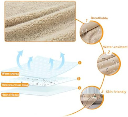 Waterproof Dog Bed Cover 85x57in Pet Blanket for Big Dogs Reversible Pets Couch Blankets for Puppy Fluffy Cream Sherpa Fleece Sofa Leakproof Covers for Cat Warm Washable-XL