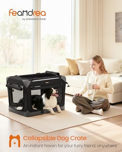 Feandrea Collapsible Dog Crate, Portable Pet Travel Crate, 30 Inches