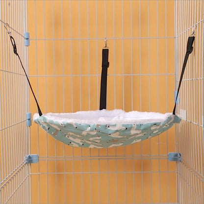 SHENGOCASE 2-Pack Cat Hammock Lounge Cat Hanging Bed for Cage Kennel Chair with Metal Frame, Adjustable Straps (Cyan)