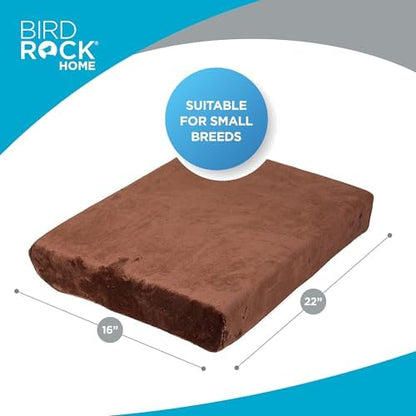 BIRDROCK HOME Memory 3" Memory Dog Bed | Ultra Soft Plush Pet Bed | Pet Mat (22 x 16, Brown)