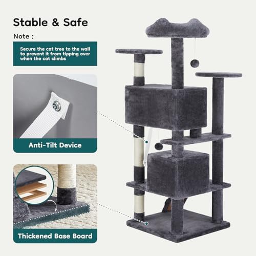 DUMOS 54 Inch Cat Tree Tower with Scratching Posts