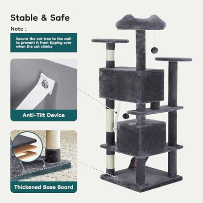 DUMOS 54 Inch Cat Tree Tower with Scratching Posts