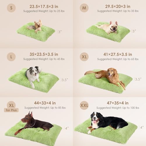 EHEYCIGA Fluffy Dog Crate Bed for Medium Dogs, Plush Crate Pad, Green