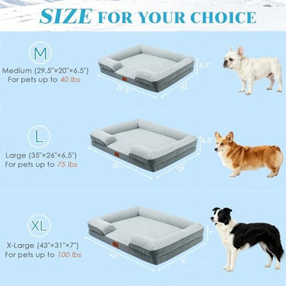 Dog Cooling Mat for Large Dogs, Elevated Bolster Sofa Bed