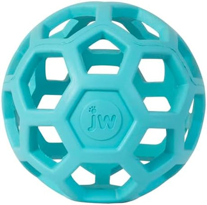 JW Pet HOL-ee Roller Dog Puzzle Ball, Medium 4.5in, Natural Rubber, Blue
