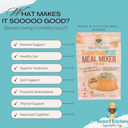 Beef SuperfoodPLUS Meal Mixers for Dogs - USA Sourced Meal Toppers for Dogs, Supporting Joint, Gut, and Heart Health - Dog Prebiotics and Probiotics Food Mixers - 5 oz