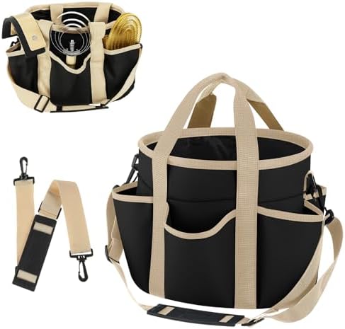Abbylike Grooming Tote,Stylish,10.63 x 10.63 x 9.45 Inch,Khaki and Black