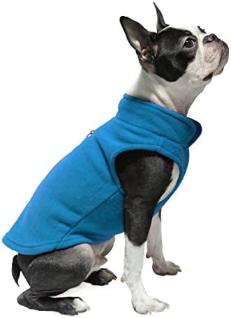 Gooby Fleece Vest Dog Sweater - Deep Blue, Medium - Warm Pullover Fleece Dog Jacket with O-Ring Leash - Winter Small Dog Sweater Coat - Cold Weather Dog Clothes for Small Dogs Boy or Girl (Pack of 2)