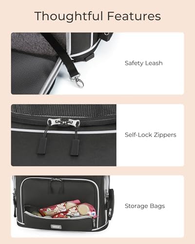 Expandable Pet Carrier: NOBLE DUCK Soft-Sided Cat Dog Carrier 17x11.8X(11.6+4.3) Inches Small Medium Cats Dogs Portable Travel Carrier Up to 25 Lbs Black