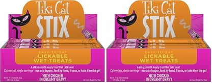 Tiki Cat Stix Mousse Treats, Single Serve Indulgent Lickable Treat or Dry Food Topper, with Chicken in Creamy Gravy, 0.5 oz. Servings (Pack of 40)
