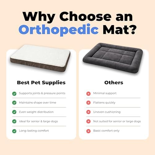 Best Pet Supplies Orthopedic Dog Bed with Memory Foam, Washable Dog Crate Mat for Small, Medium & Large Dogs, Thick Mattress for Crates, Kennels or Floor, Waterproof Pet Bed - Brown, 35 x 22 x 4