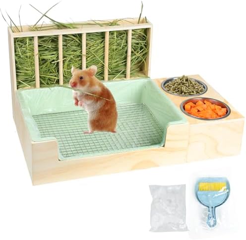 3-in-1 Steel Grids Rabbit Litter Box with Hay Feeder & Waste Collection – Bunny Toilet Training Kit, Large Plastic Potty for Rabbits, Guinea Pigs, Small Animals – Easy Clean, Durable, Odor Control