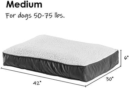 South Pine Porch Buddy Reversible Rectangle Pillow Style Microfiber and Sherpa Dog Bed with Removable, Machine-Washable Cover, Latte Sherpa, Medium (42 in. x 30 in.)