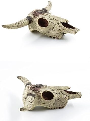 Leoyoubei Aquarium Decoration, Fish Tank Small Skull,Fish Turtle Hidden, Bonsai beautification. Cave Landscape Pet Reptile House Shrimps & Snails Love Them (Cattle Skull)
