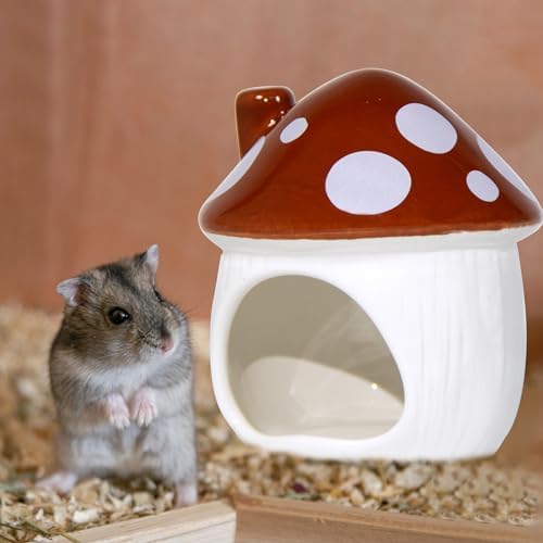 Ceramic Hide Hamster Hideout Small Pets Habitat House Accessories (Brown)