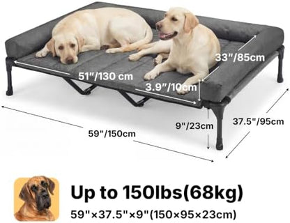 Veehoo Outdoor Elevated Dog Bed with Waterproof Bolster Cushion, Cooling