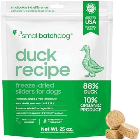 smallbatch Freeze Dried Raw Dog Food, Duck Recipe, Grain-Free, 25 oz