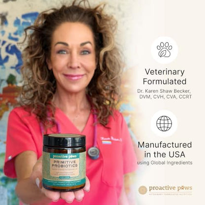 PROACTIVE PAWS Primitive Probiotics for Dogs – Species-Specific & Soil-Based Dog Probiotic Supplement for Gut Health, Digestion, Immune & Calming Support - 30 Scoops