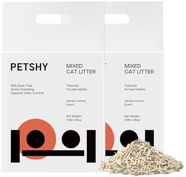 Mixed Cat Litter, Tofu & Bentonite Blend, Instant Clumping & Flushable, Low Dust, Superior Odor Control, Low Tracking, Lightly Scented Litter for Multi-Cat Homes, 11 lb (5.5lb x 2)