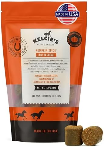 Kelcies Pumpkin Spice Horses Treats - Low Sugar, Starch, and Carbohydrates | Healthy Treats for Horse Supports Superior Digestion 1 Pound (Pack of 1)