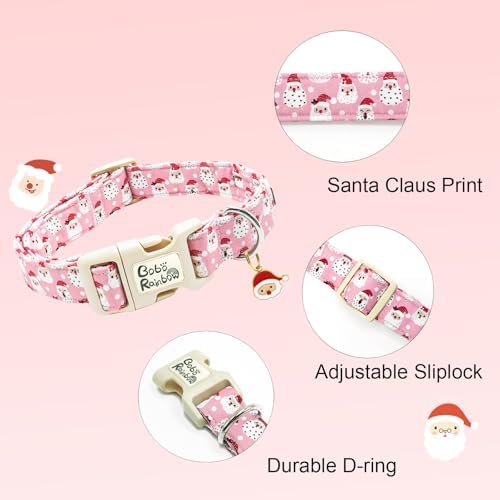 Dog Collars - Christmas Pet Collar with Santa Claus Print, Soft & Durable, Adjustable for Large Dogs