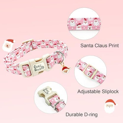 Dog Collars - Christmas Pet Collar with Santa Claus Print, Soft & Durable, Adjustable for Large Dogs