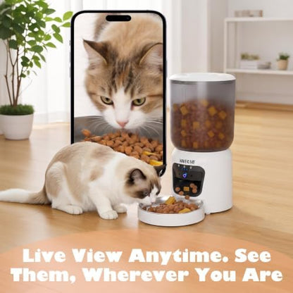 Automatic Cat Feeder with Camera, 6L Smart Pet Food Dispenser