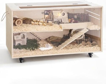 Pine Small Animals Houses&Habitats Chewproof, 40" Pine Guinea Pig Cage Hamster Cage for Small Animals (40" Large, Roller)