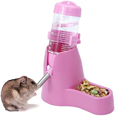 Wontee Hamster Water Bottle Water Dispenser Hamster Silent Exercise Running Wheel for Dwarf Hamsters Gerbil Mice (Pink, 80ML)