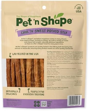 Pet 'n Shape Chik 'n Sweet Potato Stix – Made and Sourced in The USA- Natural Healthy Dog Treat, 14 Ounce
