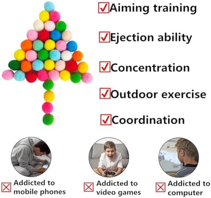 40PCS Colorful Plush Slingshot Balls, Soft Reusable Slingshot Ammo for Adult Outdoor Backyard Games, Cat & Dog Pet Play Toys