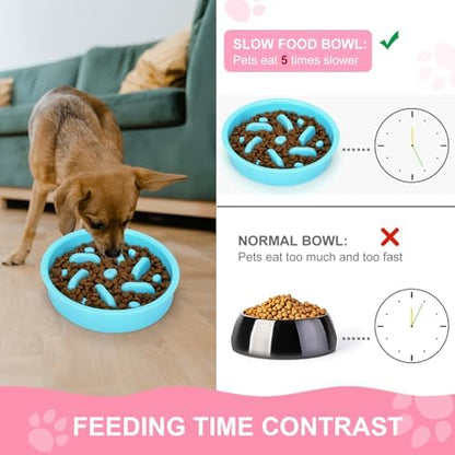 Slow Feeder Dog Bowls 3 in 1 Stainless Steel Food Water Bowl to Slow Eating